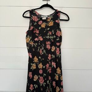 Marnie West Women’s 8 Black Floral Vintage Dress